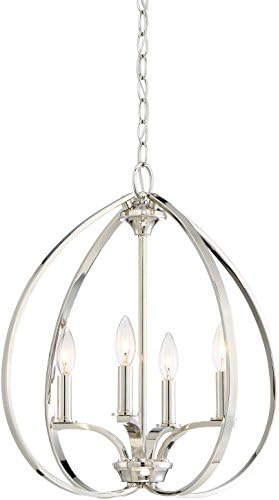 Minka Lavery Ceiling Pendant Chandelier Lighting 4984-613 Tilbury, 4-Light Fixture 240 Watts, Polished Nickel