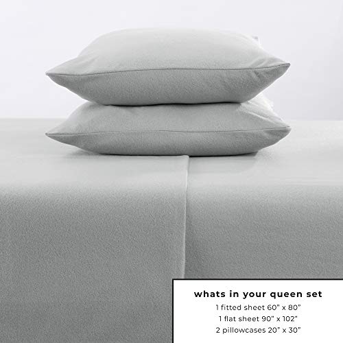 Great Bay Home Super Soft Queen Grey Micro Fleece Sheet Set | Cozy, Warm, Durable, Breathable, And Fluffy Bed Sheets | Microfleece Winter Sheets In Solid Colors | Christina Collection #TOP1