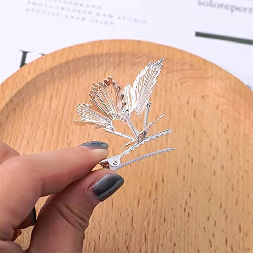 Yzurbu 6Pcs Butterfly Hair Clips, 3D Metal Moving Wings Cute Butterflies Hair Barrettes Hair Clamps, 90S Nostalgic Butterfly Hair Accessories Hairs Pins For Women And Girls (Silver) #TOP4