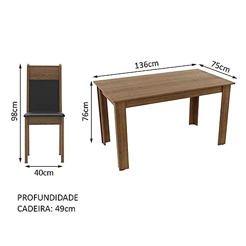 Conjunto Sala de Jantar Madesa Cali Mesa Tampo de Madeira com 4 Cadeiras - Rustic/preto/sint Preto