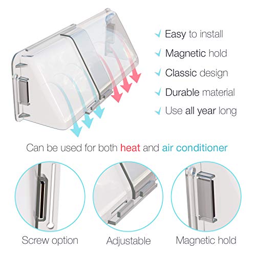 Home Intuition - Adjustable Magnetic Air Vent Deflector for Sidewall, AC, Ceiling and Vent Registers - Non-Melting, 10lb Pull Force - Fits 10-14 Inch (2 Pack) - Thumbnail 4