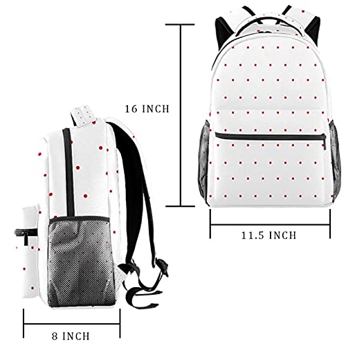 Sac à dos de voyage à pois rouges avec porte-bouteille pour le campus