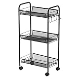 メッシュワゴン キャスター付き メッシュ 3段 幅44×奥行27×高さ84cm ブラック 軽量