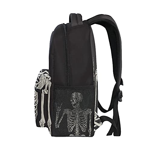 aiyojasen Funny Skull Backpack Laptop Travel Daypack, Hallowen Black School Backpack for Teen Girls Boys, Student Large Book Bag by aiyojasen - Image 8