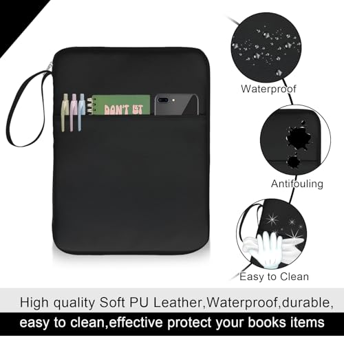 QRZIQRZ Black Book Sleeve Kindle Pouch, Book Protector Case with Zipper, PU Leather Waterproof Book Cover Bag, Portable Book Pouch for Book Lovers Gifts Paperbacks Bibles Hardcover by QRZIQRZ - Image 5