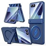 Doeshine für Samsung Galaxy Z Flip 7 Hülle [Not für Flip 7FE] mit Mag-Safe, Ständer und Displayschutzfolie, Magnetic Kabelloses Laden, Robuste Stoßfeste Schutzhülle Cover für Z Flip 7 (Blau)