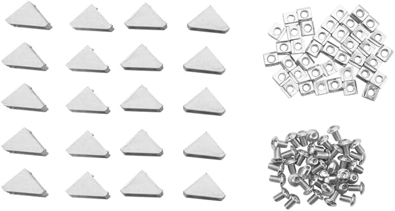 Generic 2020 Series Aluminum Profile Connector Set, 20Pcs Corner Bracket,40Pcs M5 X 10Mm T-Slot Nuts, 40Pcs M5x10mm Hex Socket Cap Screw - (Color: Silver)