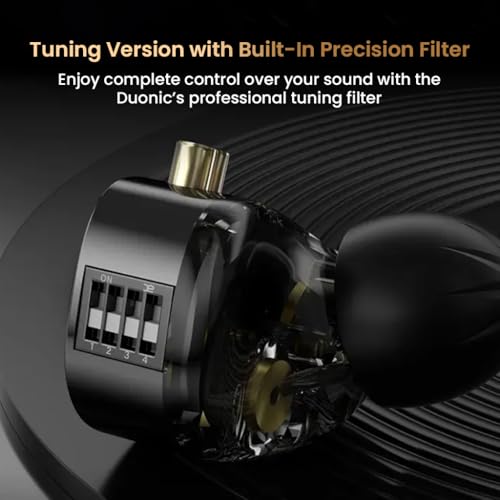 Image of KZ Duonic Hybrid Planar Magnetic in-Ear Monitor, 3X Flux3 8mm Planar + 8mm Super-Linear Dynamic Driver, Bass Improved Switch Version, Black Shell with HD Dual-Mic Type-C Cable