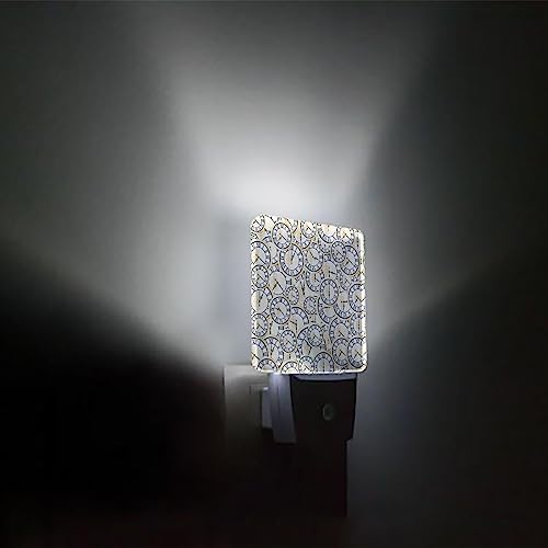 Image of Night Light Plug in LED Night Lamp Automatic Sensor Kids Night Lights Plug into Wall, Vintage Clock Floral Roman Numerals Gold Black Square Night-Lights for Bedroom Bathroom Kitchen Hallway Home Decor