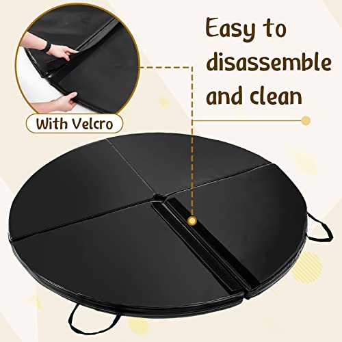 Pangda Pole Crash Mat 5Ft Wide Pole Dancing Mat Epe Foam Safety Padding Portable Crash Mat Exercise Mat Round Folding Black Pole Cushion For Home Gym Beginners Fitness Gymnastic #TOP4