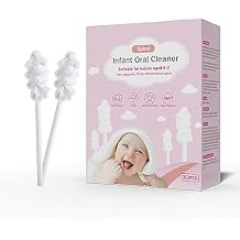30 Pcs Portable Baby Tongue Cleaner Baby Stick Infant Soft Gauze Toothbrush Cleaner