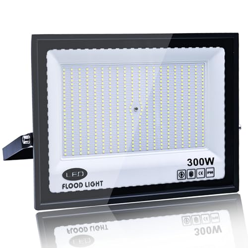 Tkdaksy Focos LED Exterior 300W 1M Cable Blanco Frío 6500K Proyector Exterior Resistente al Agua