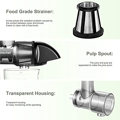 Masticating Juicer Attachment for All Kitchen Aid Stand Mixers, Easy to Clean Slow Juicing Parts, Cold Press Accessories for Fruits & Vegetables, Machine not Included, Black by AMZCHEF - Image 3