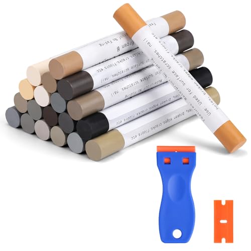 Kit de crayons de cire pour réparation de meubles, bâton de mastic, kit de réparation pour sol stratifié, marqueurs de retouche pour meubles multi-surfaces, pour rayures, trous, tables, bureaux, sols
