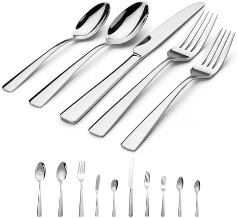 45-Piece Flatware Sets, Silverware Set for 8, Durable Stainless S...