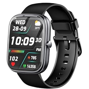 Smart Watches for Women Men, 1.83″ HD Smartwatch with 120 Sports Modes, Heart Rate/Sleep Monitor, IP67 Waterproof, Bluetooth Call & Music Control for iPhone/Android – Black