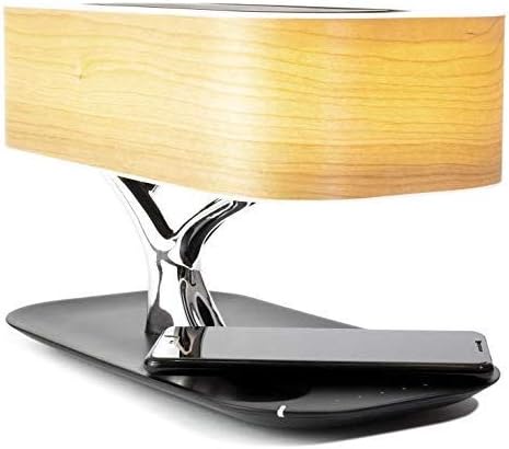 Tree Table Speaker Oval Lampshade with Wireless Charger and Bluetooth Speaker with Touch Controls for Brightness and Volume, with auto Sleep Mode to Gently Send You to Sleep (EU & UK Plugs)