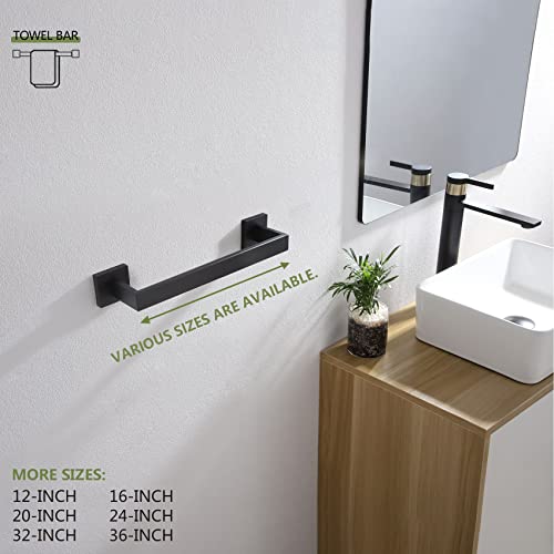 Image of KOKOSIRI 12-Inch Single Towel Bar, Bathroom Kitchen Towel Holder, Wall Mounted SUS304 Stainless Steel Towel Rack 2 Pack, Matte Black, B4003BK-L12-P2