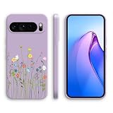 XINYEXIN Cover per Google Pixel 10 Pro/Pixel 10, Custodia in Silicone Antiurto Ultrasottile con Motivo Carino - Flowers, Purple