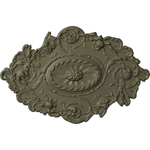30 1/2"W x 20"H x 1 1/2"P Strasbourg Ceiling Medallion, Hand-Painted Spartan Stone