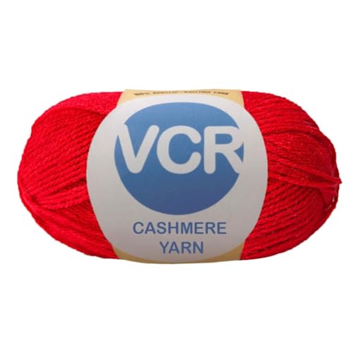 Image of VCR Red Cashmere Knitting Yarn, 100 Grams Hank, 265 Meters Length, Acrylic 75% and Nylon 25%, Soft Crosia Thread for Crochet and Knitting, Suitable for Sweaters, Pullovers and Jackets