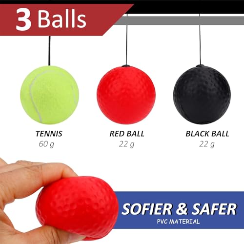 GüncelÇarşı Kafa Bandı Boks Antrenman Topu, Refleks Dövüş Topu, Speedball Boks Refleks Top Kafa Bandı ile Çocuklar Yetişkinler için Geliştirmek Göz-El Koordinasyonu 3 Adet Toplu