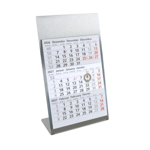 Timr Tischkalender Edelstahl 2027 2028, 3-Monatskalender - tr093
