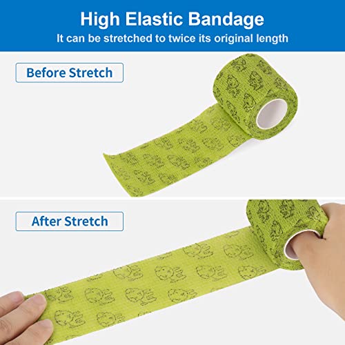6 Rollen Selbsthaftende Bandage Hund Vet Wrap Pet Selbstklebender Verband 5cm x4,5 m Cohesive Bandages Haftbandage Elastische Binde Fixierbinde für Katze Hund Pferd Finger
