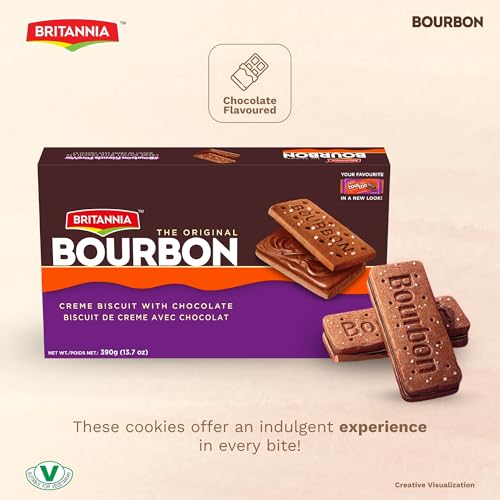 Image of Britannia The Original Bourbon Chocolate Creme Biscuits, Classic Chocolate Sandwich Cookies, 390g (13.7 oz)