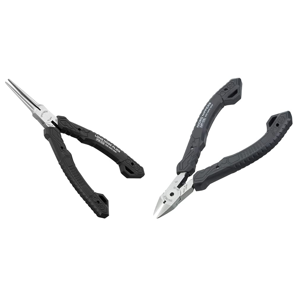 Engineer NP-05 Long Nose Pliers & PS-03 Micro Nipper ESD Set Japan