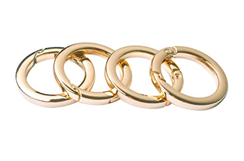 Image of 4pcs Round Carabiner Metal Spring Key Ring,Spring Snap Hooks Clip,Spring Keyring Buckle,Flat O ring for Purses BBC40-20-Light Gold