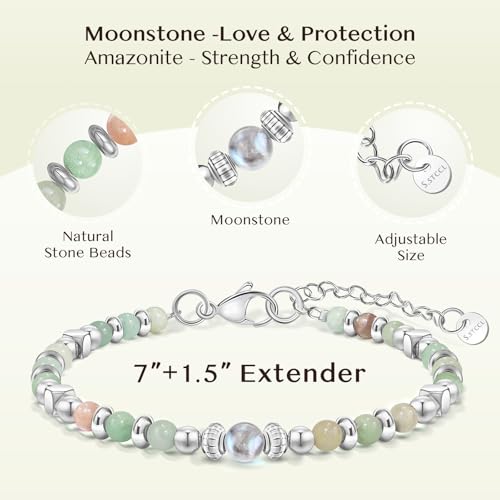 Birthday Gifts for Mom from Daughter Son Healing Natural Stone Moonstone Beads Bracelets for Women - Christmas Mothers Day Gifts for Bonus Mom Godmother Mama Mommy to Be3