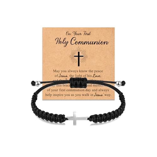 Image of Braided Rope Cross Bracelets First Communion Baptism Christian Birthday Valentines Christmas Easter Gifts