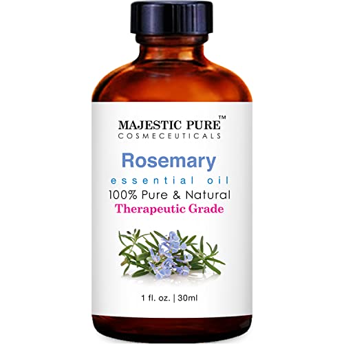Majestic Pure Rosemary Essential Oil, Therapeutic Grade, Pure And Natural, For Aromatherapy, Massage, Topical & Household Uses, 1 Fl Oz #TOP1