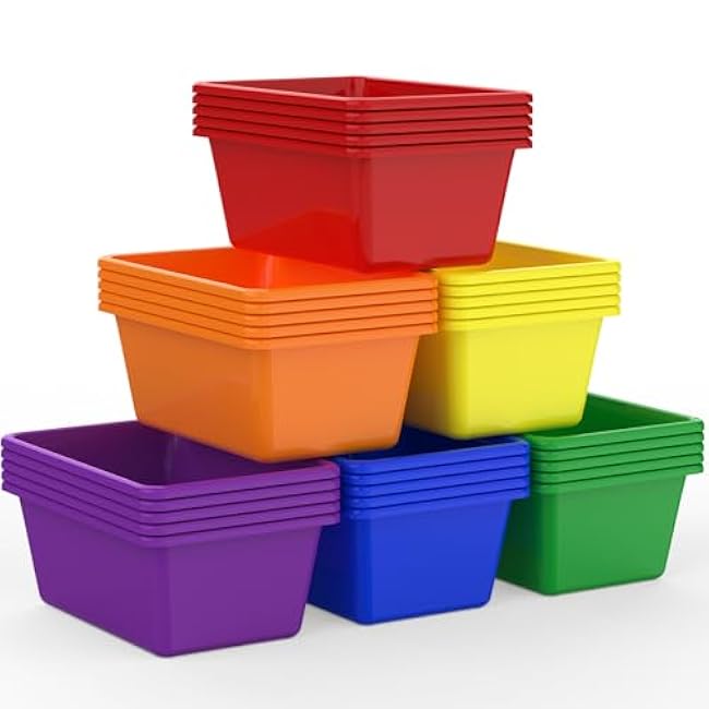 18 Pcs Plastic Small Cubby Bins Books Bins Toy Storage Bins Classroom Storage Organizer Containers for Office Classroom Home (18)