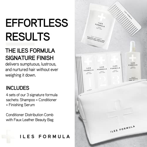 Iles Formula The Curl Revive Pack: Define, Smooth, And Style Curly, Wavy Or Textured Hair. The Haute Performance Shampoo + Conditioner + Finishing Serum Sachets X4 + Turban Towel + Comb, 8 Pieces #TOP1