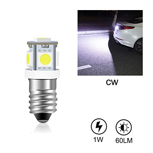 Bonlux E10 Dc 12V Led Bulb, 1W E10 Miniature Screw Base Led Replacement Bulb Upgrade For Rv Interior Dashboard Lights Headlamps And Flashlights Torch Lights, Daylight 4-Pack #TOP1