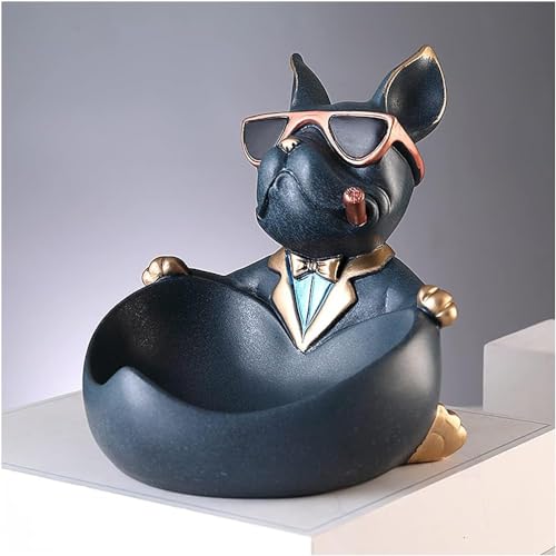 Vide Poches Plateau Decoratif Key Plateau Lunettes Dog Statue Vide Poche Entree Décoration Bijoux Clés Plateau Organisateur Exquis Cadeau de Pendaison de Crémaillère (Color : Blue A)