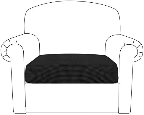 BellaHills Stretch Sofa Seat Cushion Cover Sofa Couch Cushion Furniture Protector Sofa Slipcover with Elastic Bottom Spandex Jacquard Fabric Small Checks(Chair Cushion Covers, Black)