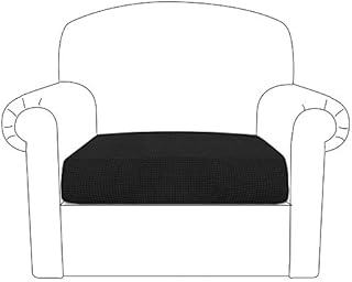 BellaHills Stretch Sofa Seat Cushion Cover Sofa Couch Cushion Furniture Protector Sofa Slipcover with Elastic Bottom Spandex Jacquard Fabric Small Checks(Chair Cushion Covers, Black)