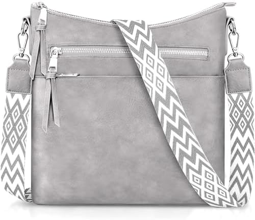 LUROON Umhängetasche Damen Mittelgroß, Leicht Leder Handtasche Damen Kleine mit Vielen Fächern Crossbody Bags Damenhandtasche mit Verstellbar Breitem Schultergurt