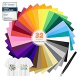 moinkerin 32 Farben Plotterfolie Textil mit Pinzette 30.5X20.5cm B&uuml;gelfolie f&uuml;r Textilien Flexfolie Plotter Textil f&uuml;r T-Shirt, Kleidung, H&uuml;te oder Andere Stoffe (32 St&uuml;cke)