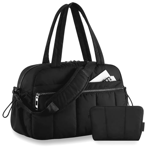 Votoko 24L Sac Voyage Femme, 42x30x19cm Sac Cabine Avion, Travel Bag Avec Petit D'appoint, Avec Séparation par Humide et Sèche, Pour Camping Voyage Fitness Natation Danse (Noir)