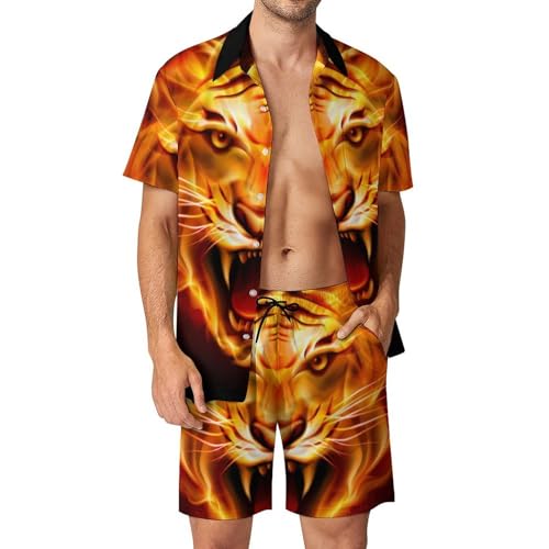 Chemise Hawaïenne Hommes Ensemble Anti-Chaleur pour Vacances d'Été S
