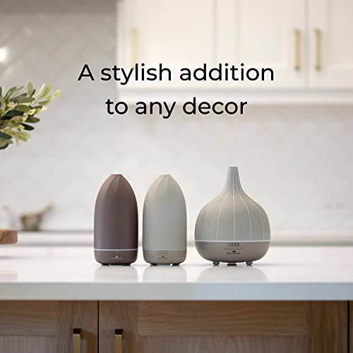 Plant Therapy Metro Stone Diffuser Brown - Essential Oil Diffuser - Sleek Diffuser Design For Home & Office, 8 Hours Of Diffusion, Auto Shut Off, Soft Ambient Lighting, Four Timer Settings #TOP5