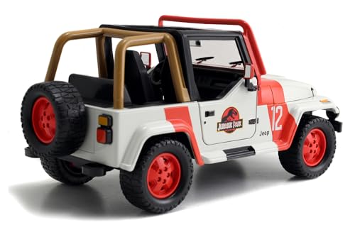 Jada Toys Jeep Wrangler Jurassic Park, Coche Metal, Coleccionismo, Multicolor, 19 cm