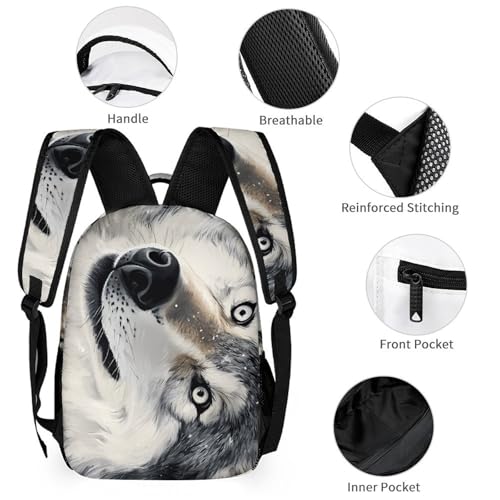 Gray Wolf Lying on Snow Funny Backpack Set Lunch Bag Pencil Case Makeup Bag 3 in 1 for Men Women Travel3
