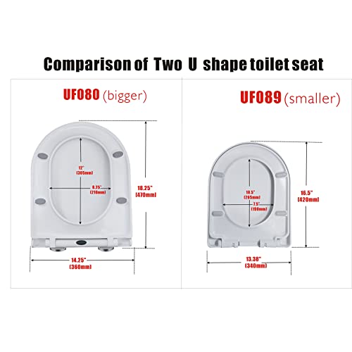 Uf080 18.25" Elongated U Shape Toilet Seat Soft Close Quick Release Uf Heavy Duty Bigger Cover White #TOP5