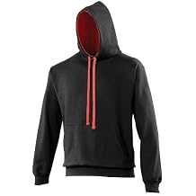 Just Hoods AWDis Varsity Contrast Hoodie Jet Black / Fire Red L