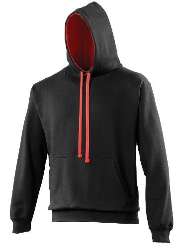 AWDis Just Hoods Varsity Contrast Hoodie Jet Black/Fire Red XL
